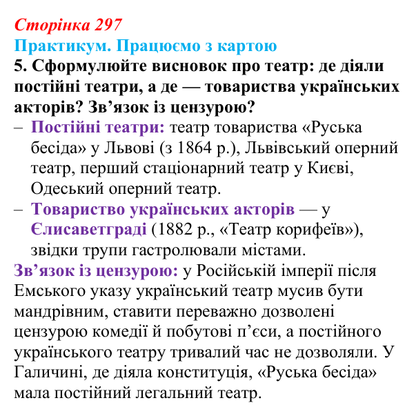 Сторінка 297, практикум, карта Г, завдання 5 Відповідь до завдання 5 до карти Г практикуму (с. 297, § 55) з історії: Україна і світ для 9 класу, Васильків 2026 ч.2...