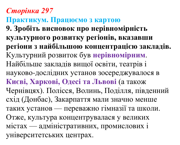 Сторінка 297, практикум, карта Г, завдання 9 Відповідь до завдання 9 до карти Г практикуму (с. 297, § 55) з історії: Україна і світ для 9 класу, Васильків 2026 ч.2...
