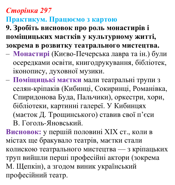 Сторінка 297, практикум, карта В, завдання 9 Відповідь до завдання 9 до карти В практикуму (с. 297, § 55) з історії: Україна і світ для 9 класу, Васильків 2026 ч.2...