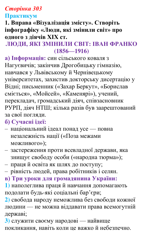 Сторінка 303, практикум, завдання III.1 Відповідь до завдання III.1 практикуму (с. 303, § 55) з історії: Україна і світ для 9 класу, Васильків 2026 ч.2...