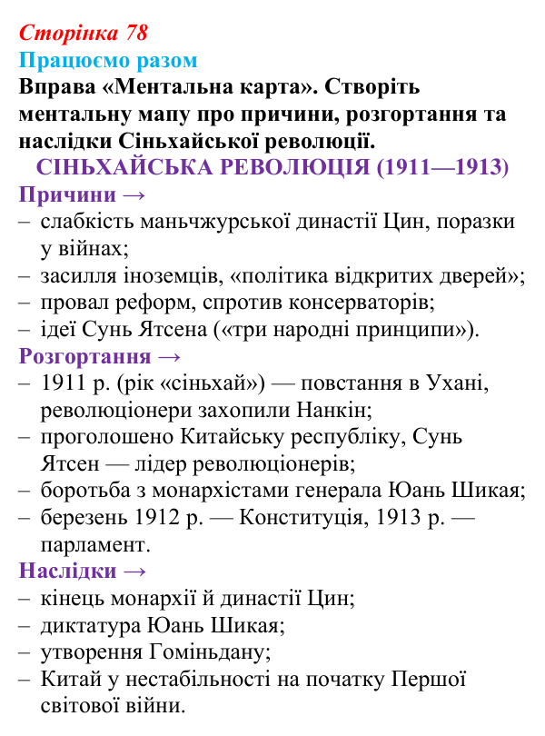 Сторінка 78, працюємо разом Відповідь до вправи «Працюємо разом» (с. 78, § 37) з історії: Україна і світ для 9 класу, Васильків 2026 ч.2: Китай...