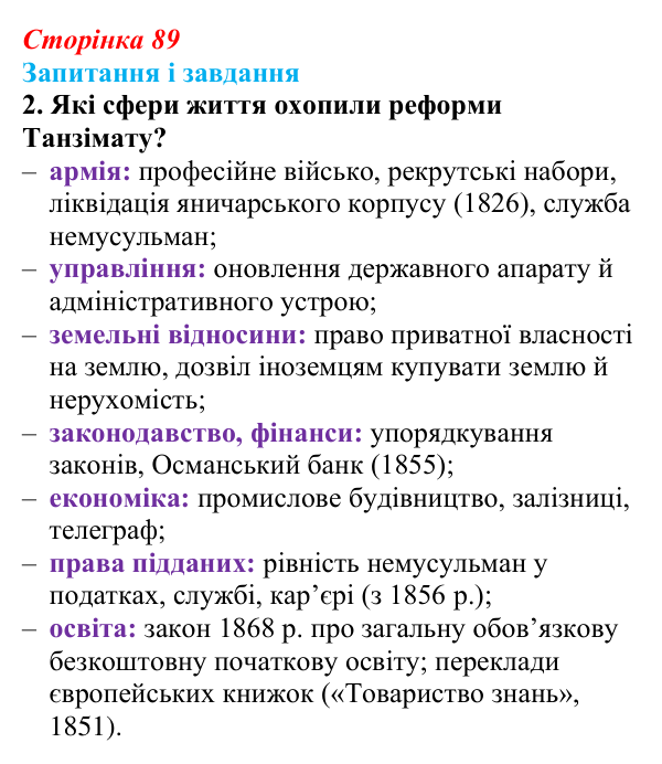 Відповідь до завдання 2 (с. 89, § 39) з історії: Україна і світ для 9 класу, Васильків 2026 ч.2: Османська імперія...