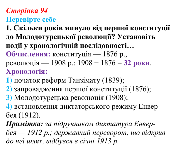 Сторінка 94, перевірте себе, завдання 1 Відповідь до завдання 1 «Перевірте себе» (с. 94, § 39) з історії: Україна і світ для 9 класу, Васильків 2026 ч.2...