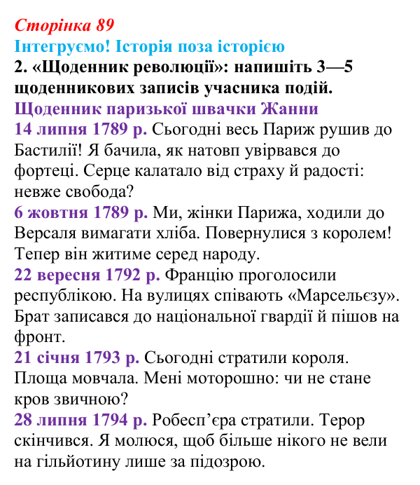 Відповідь до завдання 2 рубрики «Інтегруємо!» до розділу 1 (с. 89) з історії «Україна і світ» для 9 класу, Васильків 2026