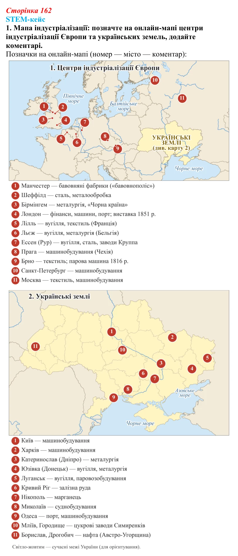 Відповідь до завдання 1 STEM-кейсу до розділу 2 (с. 162) з історії «Україна і світ» для 9 класу, Васильків 2026