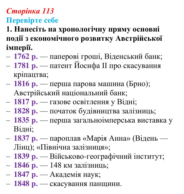 Сторінка 113, перевірте себе, завдання 1 Відповідь до завдання 1 («Перевірте себе») § 13 (с. 113) з історії «Україна і світ» для 9 класу, Васильків 2026