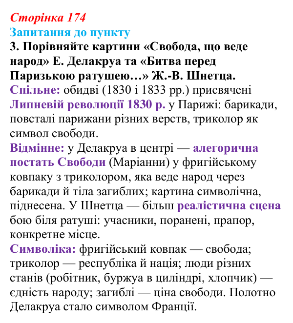 Сторінка 174, завдання 3 Відповідь до завдання 3 § 20 (с. 174) з історії «Україна і світ» для 9 класу, Васильків 2026: Франція: між монархією...