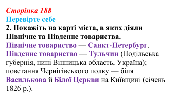 Відповідь до завдання 2 («Перевірте себе») § 22 (с. 188) з історії «Україна і світ» для 9 класу, Васильків 2026: Російська...