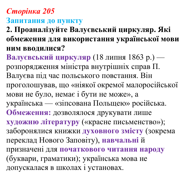 Відповідь до завдання 2 § 24–25 (с. 205) з історії «Україна і світ» для 9 класу, Васильків 2026: Політико-правове...