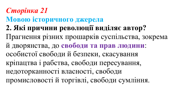 Відповідь до завдання 2 («Мовою історичного джерела») § 2 (с. 21) з історії «Україна і світ» для 9 класу, Васильків 2026