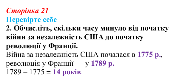 Сторінка 21, перевірте себе, завдання 2 Відповідь до завдання 2 («Перевірте себе») § 2 (с. 21) з історії «Україна і світ» для 9 класу, Васильків 2026: Велика...