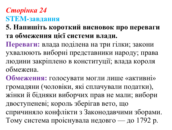 Сторінка 24, STEM-завдання, завдання 5 Відповідь до завдання 5 («STEM-завдання») § 3 (с. 24) з історії «Україна і світ» для 9 класу, Васильків 2026: Велика...