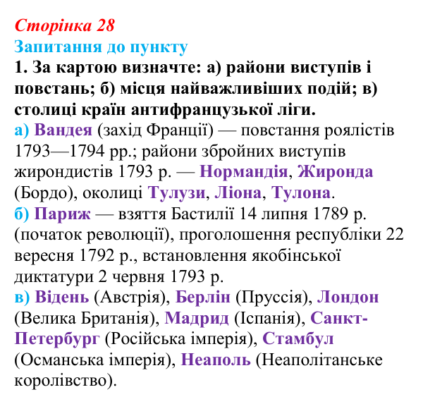 Відповідь до завдання 1 § 3 (с. 28) з історії «Україна і світ» для 9 класу, Васильків 2026: Велика Французька революція...