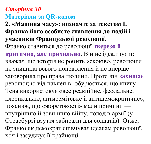 Сторінка 30, матеріали за QR, завдання 2 Відповідь до завдання 2 («Матеріали за QR-кодом») § 3 (с. 30) з історії «Україна і світ» для 9 класу, Васильків 2026