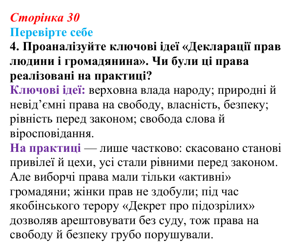 Сторінка 30, перевірте себе, завдання 4 Відповідь до завдання 4 («Перевірте себе») § 3 (с. 30) з історії «Україна і світ» для 9 класу, Васильків 2026: Велика...