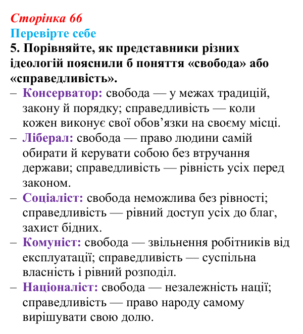 Відповідь до завдання 5 («Перевірте себе») § 8 (с. 66) з історії «Україна і світ» для 9 класу, Васильків 2026: Формування...