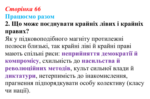 Сторінка 66, працюємо разом, завдання 2 Відповідь до завдання 2 («Працюємо разом») § 8 (с. 66) з історії «Україна і світ» для 9 класу, Васильків 2026: Формування...