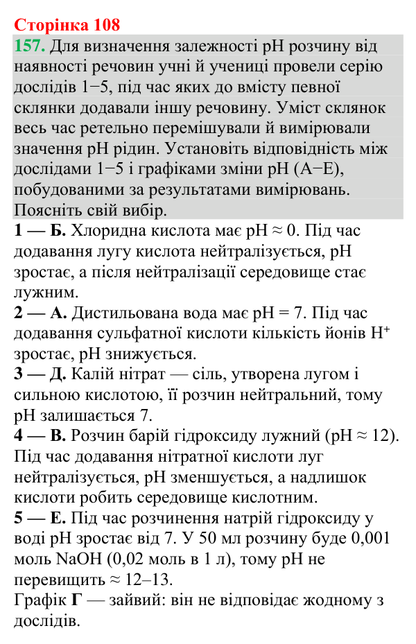 №157 Відповідь до завдання 157 (с. 108) з хімії для 9 класу (Григорович, 2026): Реакції йонного обміну