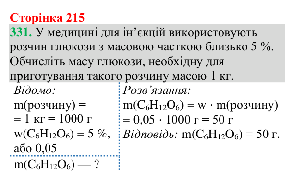 Відповідь до завдання 331 (с. 215) з хімії для 9 класу (Григорович, 2026): Вуглеводи