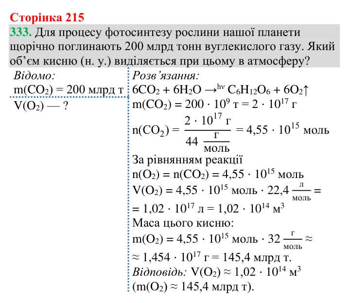 №333 Відповідь до завдання 333 (с. 215) з хімії для 9 класу (Григорович, 2026): Вуглеводи