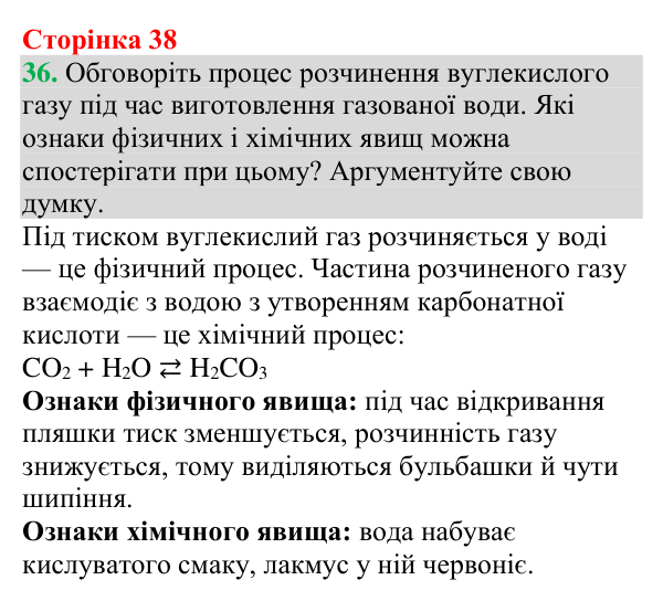 Відповідь до завдання 36 (с. 38) з хімії для 9 класу (Григорович, 2026): Істинні розчини