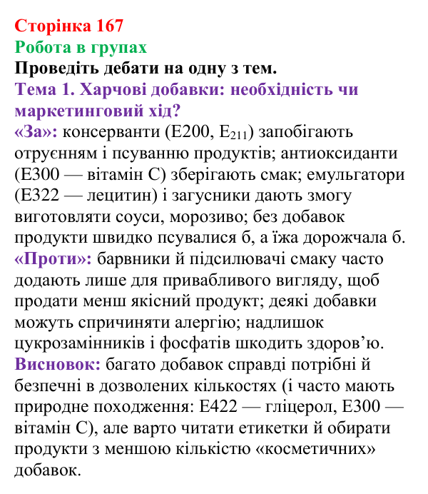 Сторінка 167, робота в групах Відповідь до завдання «Робота в групах» (с. 167) з хімії для 9 класу (Мідак, 2026): Гліцерол. Фізичні та хімічні...