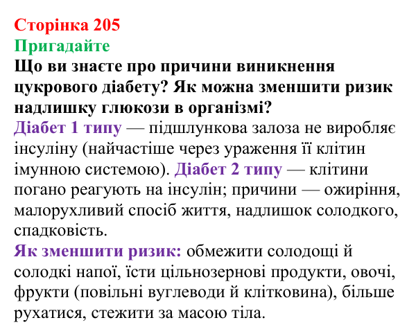 Сторінка 205, пригадайте (1) Відповідь до завдання «Пригадайте» (с. 205) з хімії для 9 класу (Мідак, 2026): Вуглеводи: дисахариди, полісахариди