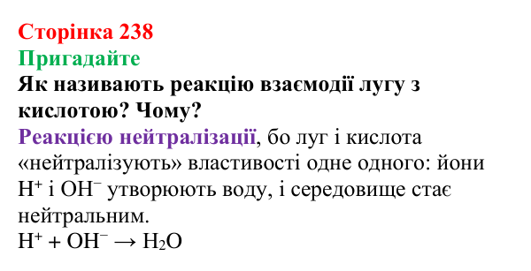 Відповідь до завдання «Пригадайте» (с. 238) з хімії для 9 класу (Мідак, 2026): Взаємозв’язки між класами неорганічних сполук