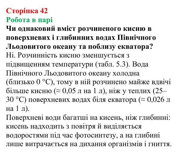 Відповідь до завдання «Робота в парі» (с. 42) з хімії для 9 класу (Мідак, 2026): Розчинність речовин