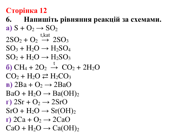 Відповідь до завдання 6 (с. 12) з хімії для 9 класу (Мідак, 2026): Бінарні сполуки. Оксиди та їх гідрати. Солі
