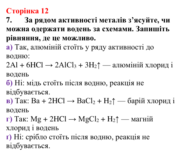 Відповідь до завдання 7 (с. 12) з хімії для 9 класу (Мідак, 2026): Бінарні сполуки. Оксиди та їх гідрати. Солі