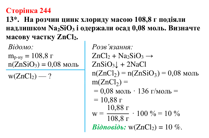 Відповідь до завдання 13 (с. 244) з хімії для 9 класу (Мідак, 2026): Взаємозв’язки між класами неорганічних сполук