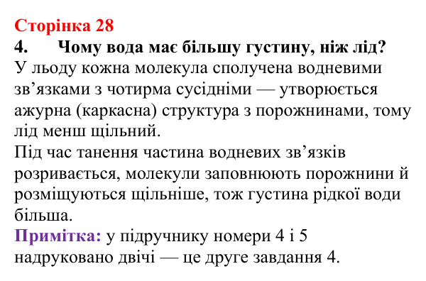 Відповідь до завдання 4 (с. 28) з хімії для 9 класу (Мідак, 2026): Вода як полярний розчинник. Водневий зв’язок