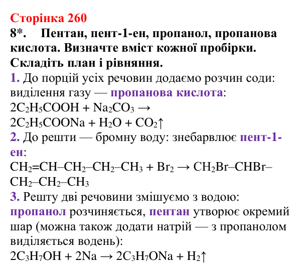Відповідь до завдання 8 (с. 260) з хімії для 9 класу (Мідак, 2026): Генетичні зв’язки між органічними та неорганічними...