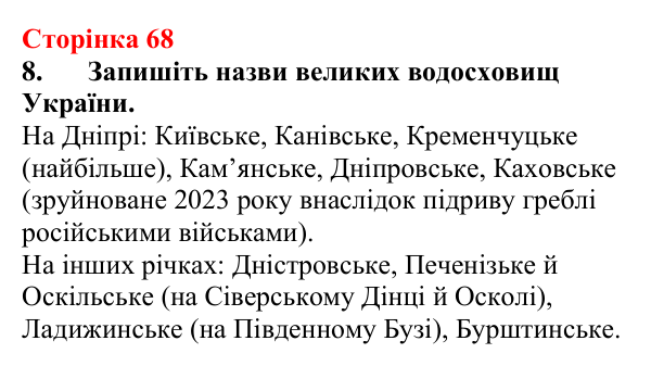 Сторінка 68, завдання 8 Відповідь до завдання 8 (с. 68) з хімії для 9 класу (Мідак, 2026): Розчини в природі. Захист водних ресурсів від побутових...
