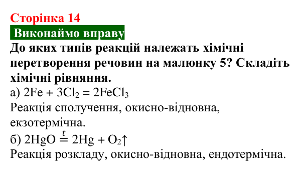 Відповідь до вправи (с. 14) з хімії для 9 класу (Попель, 2026): Основні закони хімії. Хімічні реакції