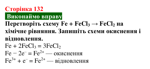 Сторінка 132, вправа Відповідь до вправи (с. 132) з хімії для 9 класу (Попель, 2026): Реакції солей з металами