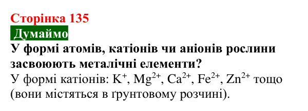 Відповідь до завдання «Думаймо» (с. 135) з хімії для 9 класу (Попель, 2026): Йони в життєдіяльності організмів