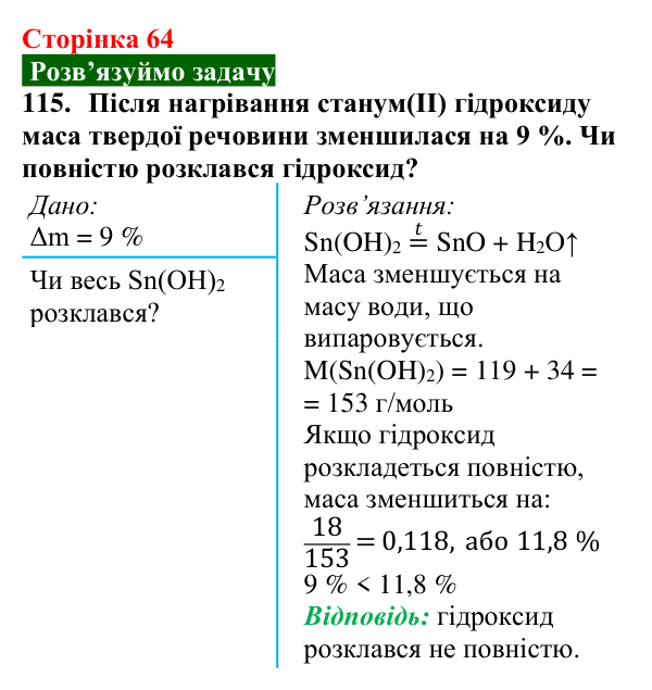 Відповідь до завдання 115 (с. 64) з хімії для 9 класу (Попель, 2026): Амфотерні сполуки
