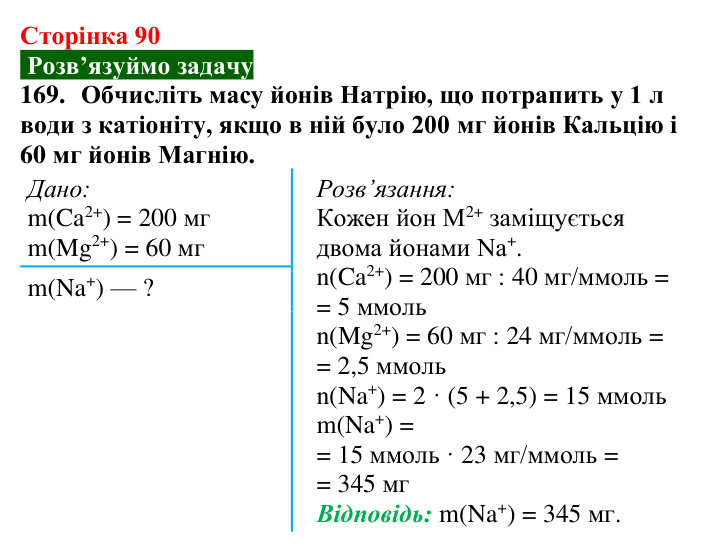 Відповідь до завдання 169 (с. 90) з хімії для 9 класу (Попель, 2026): Очищення води йонним обміном