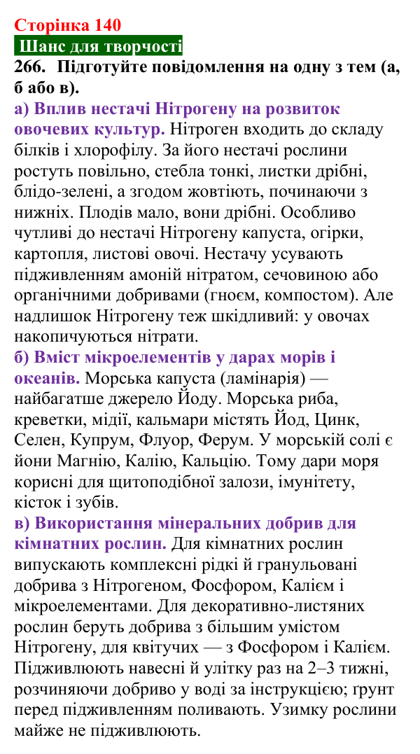 Відповідь до завдання 266 (с. 140) з хімії для 9 класу (Попель, 2026): Йони в життєдіяльності організмів