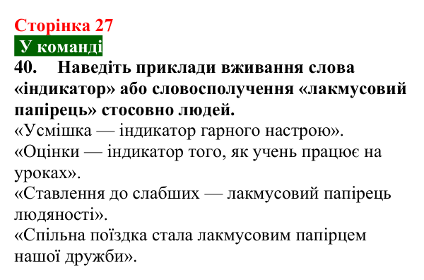Відповідь до завдання 40 (с. 27) з хімії для 9 класу (Попель, 2026): Кислі та лужні розчини