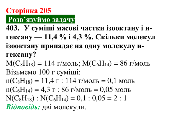 Сторінка 205, завдання 403 Відповідь до завдання 403 (с. 205) з хімії для 9 класу (Попель, 2026): Перероблення нафти