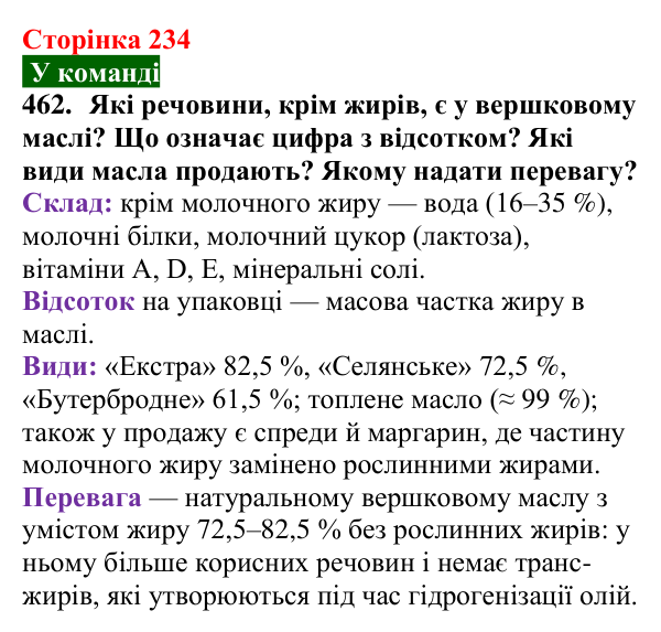 Відповідь до завдання 462 (с. 234) з хімії для 9 класу (Попель, 2026): Жири
