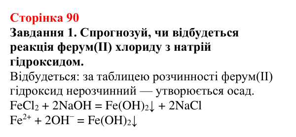 Відповідь до завдання 1 (с. 90) з хімії для 9 класу (Ярошенко, 2026): Експериментальне дослідження умов перебігу хімічних...