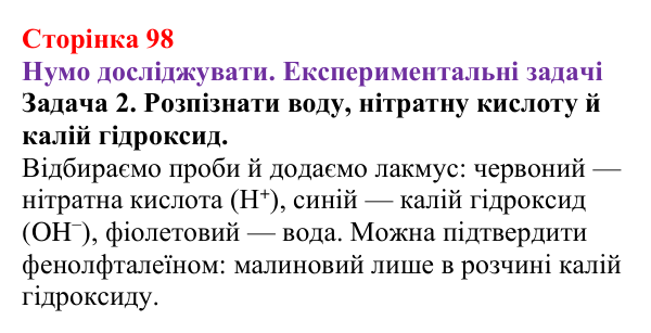 Відповідь до задачі 2 (с. 98) з хімії для 9 класу (Ярошенко, 2026): Виявлення йонів у розчинах