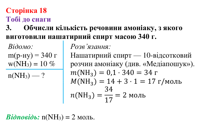 Відповідь до завдання 3 (с. 18) з хімії для 9 класу (Ярошенко, 2026): З’ясовуємо і застосовуємо способи вираження складу...