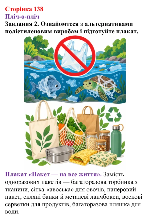 Відповідь до завдання 2 (с. 138) з хімії для 9 класу (Ярошенко, 2026): Поняття про реакцію полімеризації і полімери