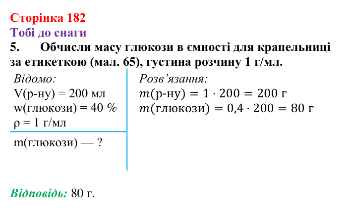Відповідь до завдання 5 (с. 182) з хімії для 9 класу (Ярошенко, 2026): Глюкоза і сахароза — представники вуглеводів