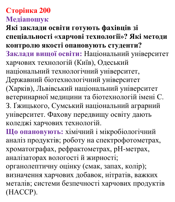 Відповідь до рубрики «Медіапошук» (с. 200) з хімії для 9 класу (Ярошенко, 2026): Експериментальне дослідження харчових...